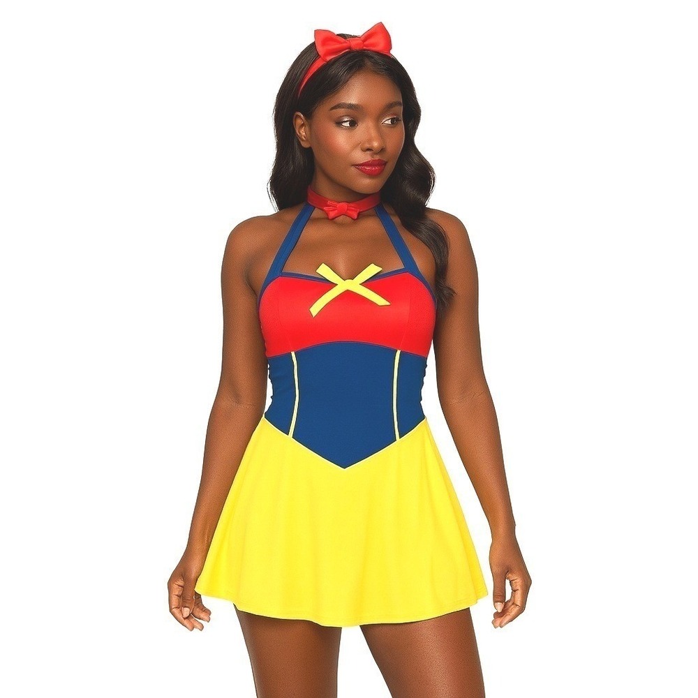 New Large Snow White Adult Halloween Costume Disney Mini Dress Princess Sexy